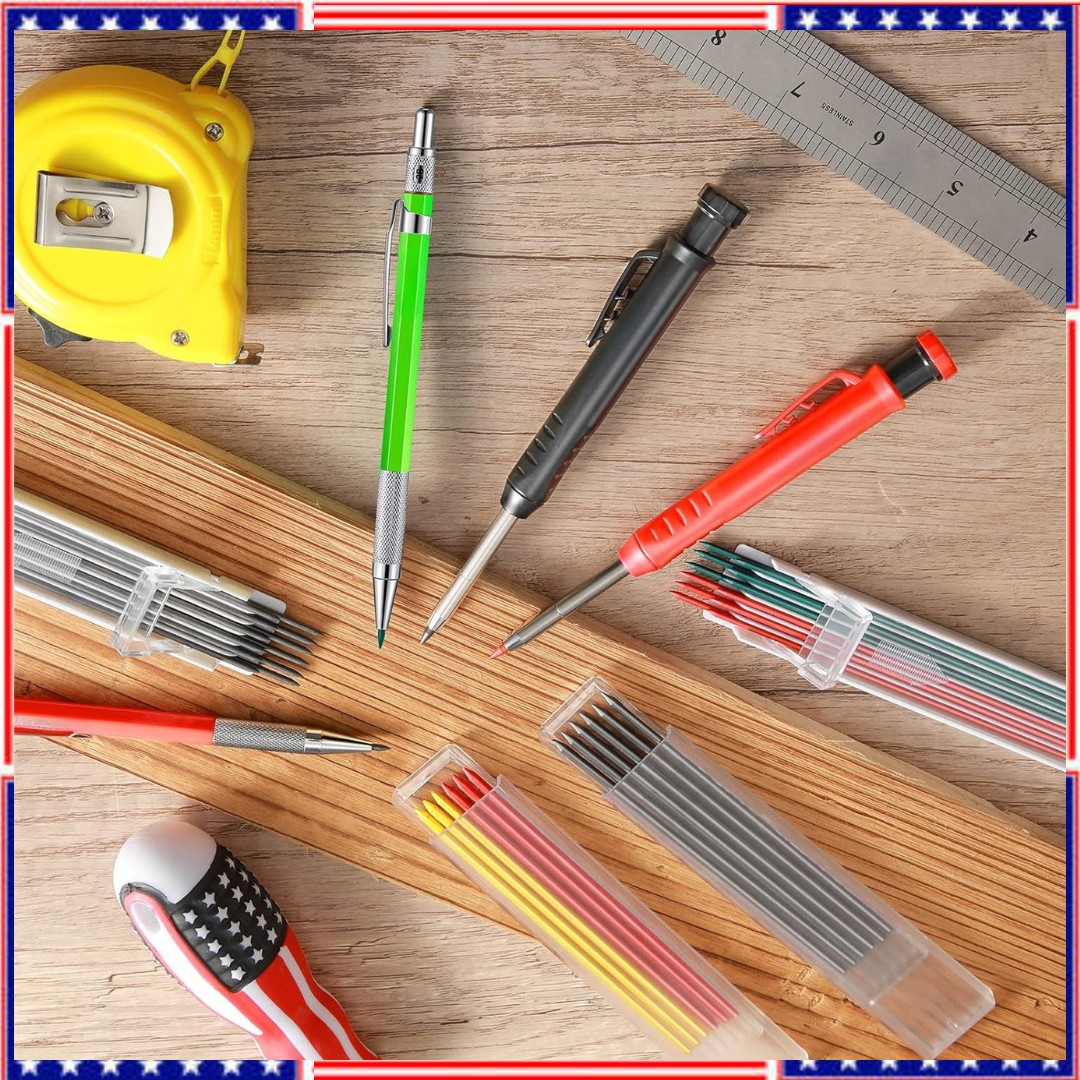 Mechanical Pencil Set with 4 Carpenter Pencils and 36 Construction Pencil