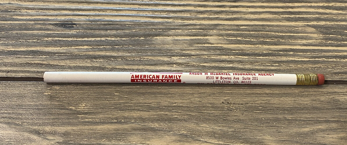 Vintage American Family Insurance Anson M McDaniel Insurance Unsharpened Pencil