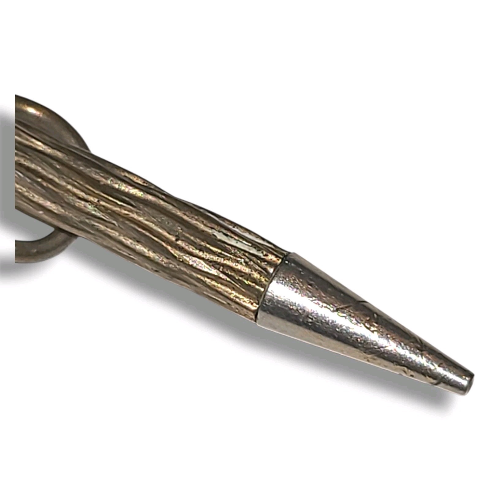 Vintage Gold Tone Mechanical Pencil Blue Cabochon Textured Pocket Clip 3.5″