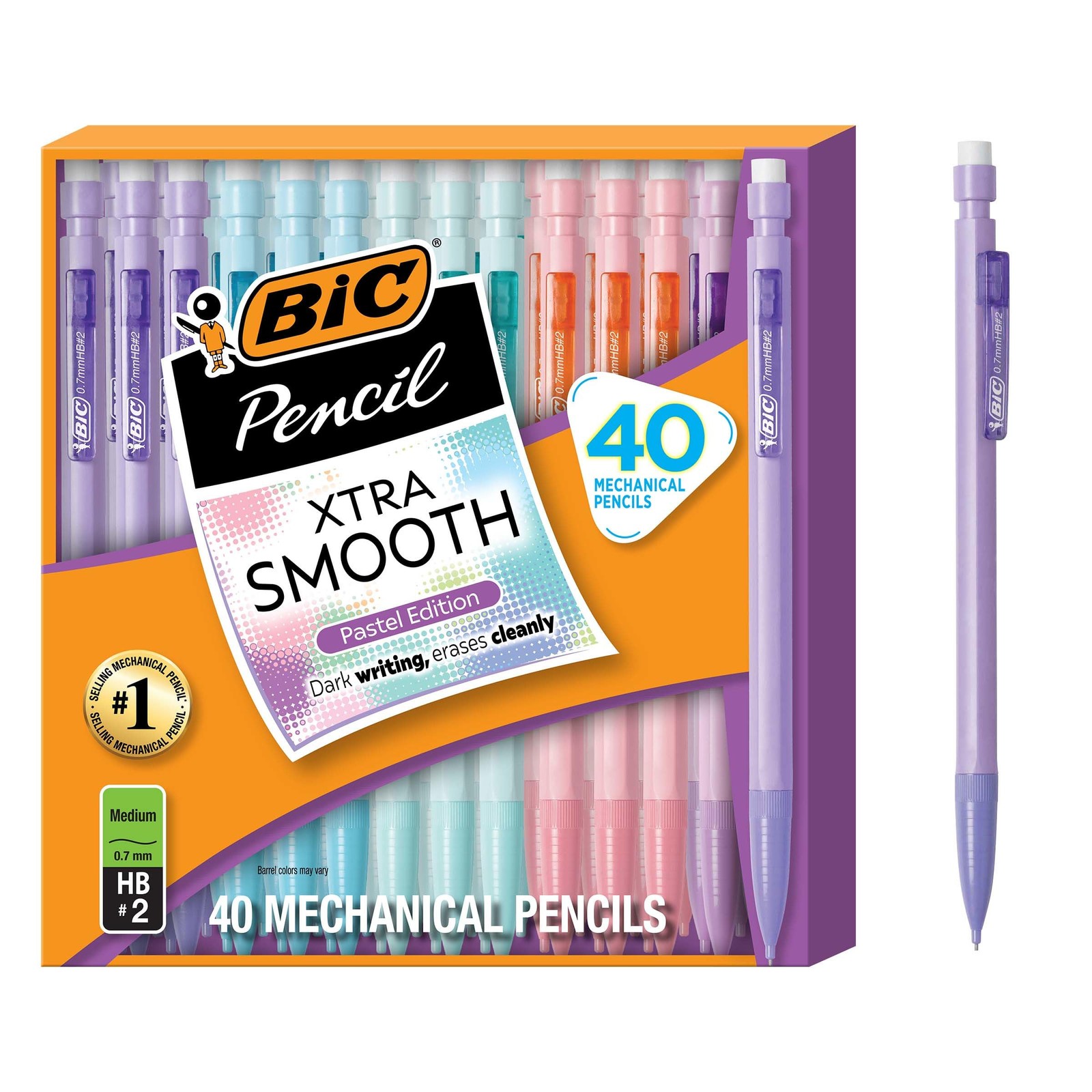 Xtra-Smooth Pastel Mechanical Pencils 0.7mm 40-Count Bulk School Office Supplies
