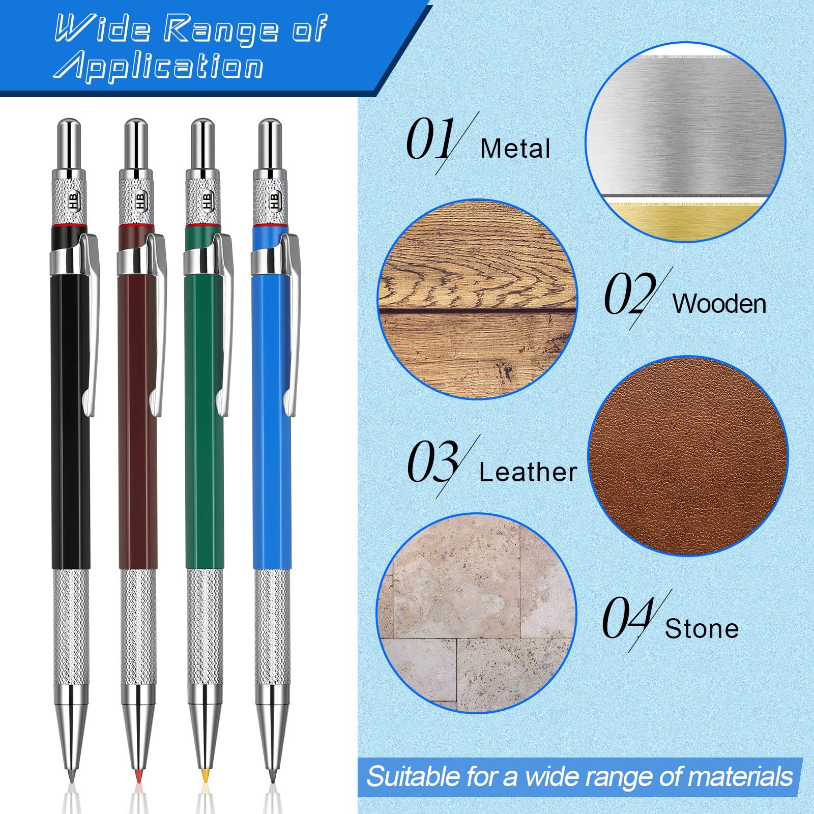 Nezyo 4 Pieces Welder Pencil 1 Count (Pack of 1), Black, Red, Yellow, Silver