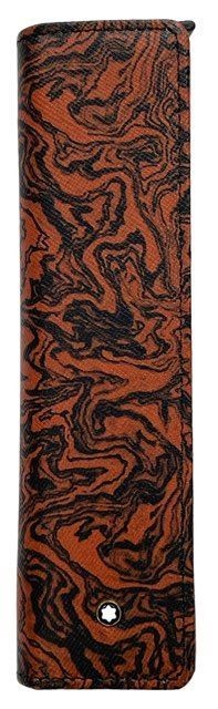 Unused Montblanc Round Zip Pen Case Black Leather Starwalker Marble Print