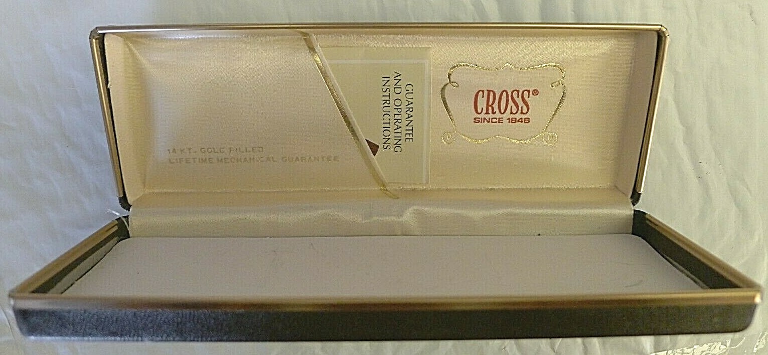 Cross 14 KT Gold Filled Hinged Case & Manual, 1970’s – NO Pen or Pencil