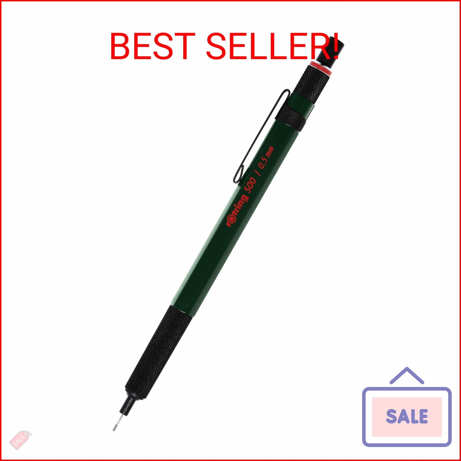 rOtring 500 Mechanical Pencil 0.5mm HB Lead Green hexagonal plastic barrel and n
