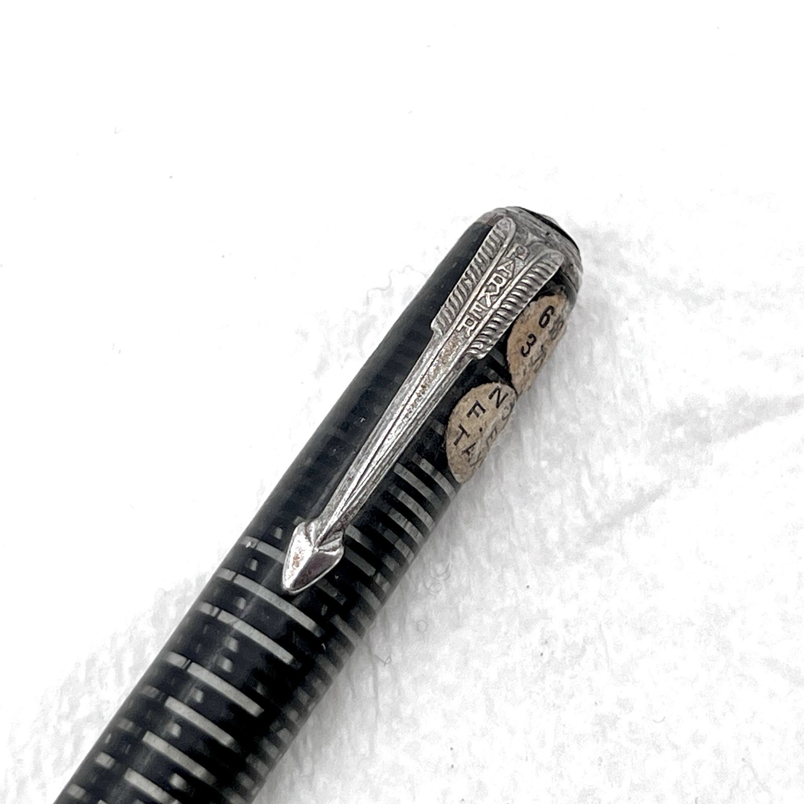 VTG Parker USA Gray Candy Stripe Silver Trim 4-5/8″ Mechanical Pencil SOLD AS IS