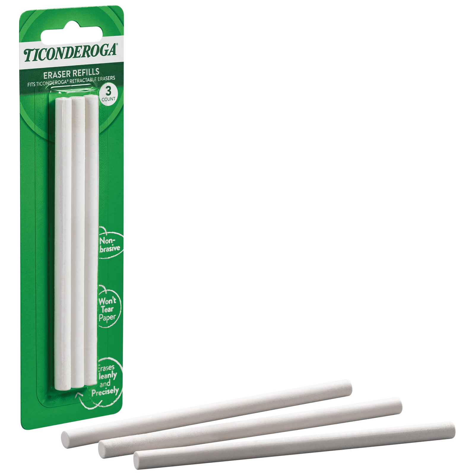 Retractable Eraser Refills, White, 3 Count, 6 Packs (X38003)