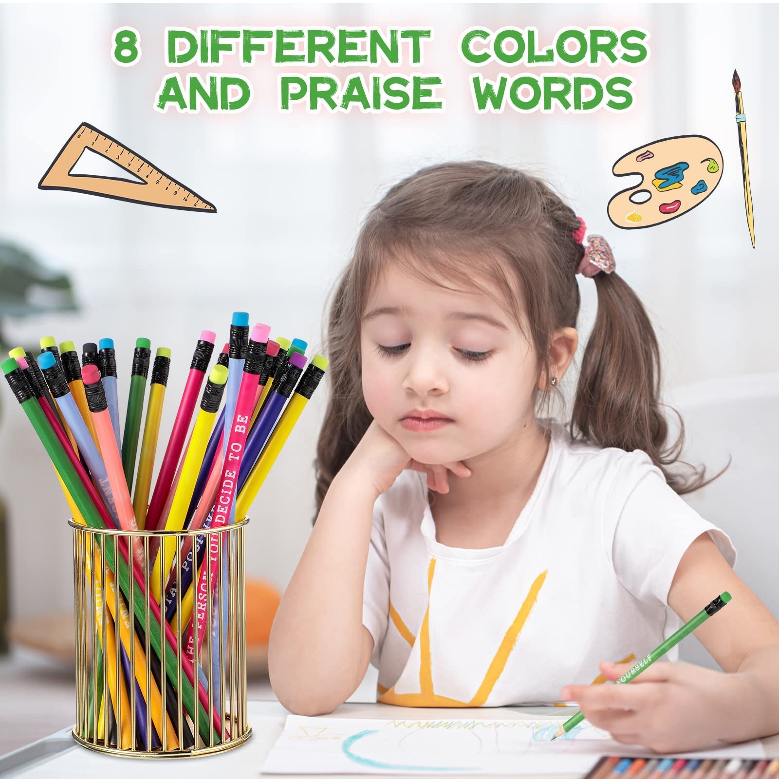 60 Pcs Inspirational Pencils Personalized Pencils with Name Cute Pencils Moti…