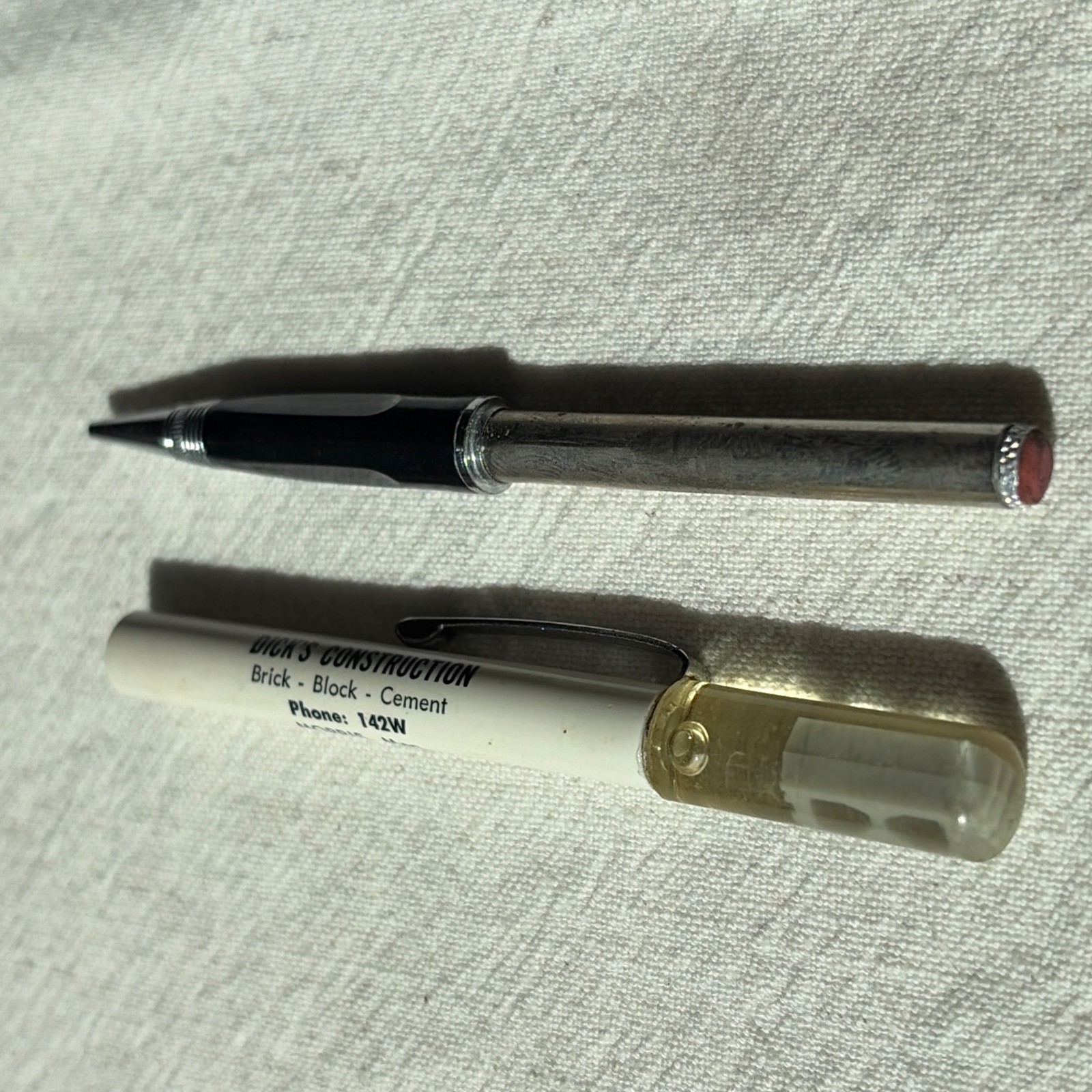 VINTAGE RITEPOINT MECHANICAL PENCIL ADVERTISE : DICK’S CONSTRUCTION FLOATY BLOCK