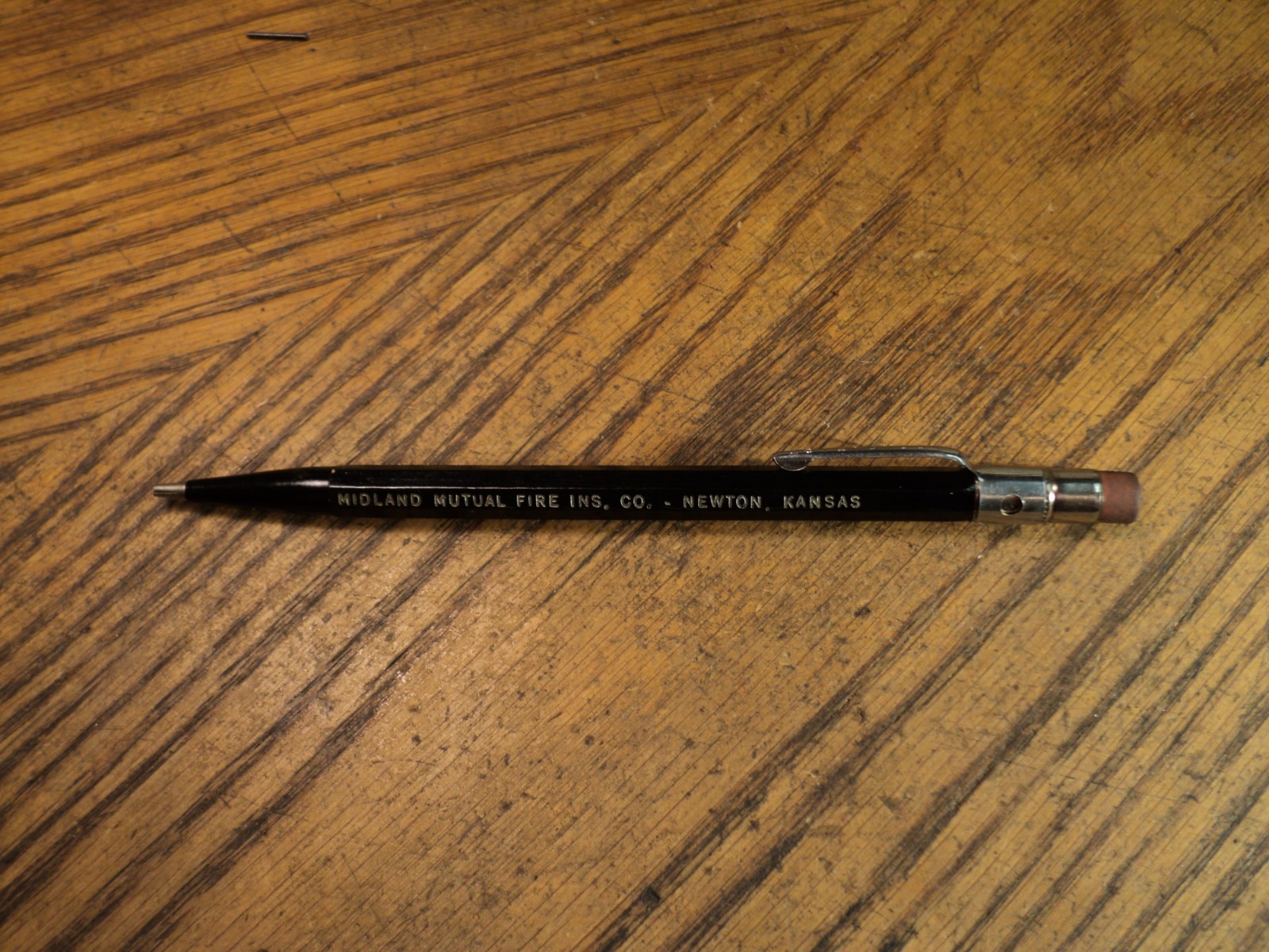 Vintage Wood Shaft Mechanical Pencil Midland Mutual Fire Ins Co Newton Kansas