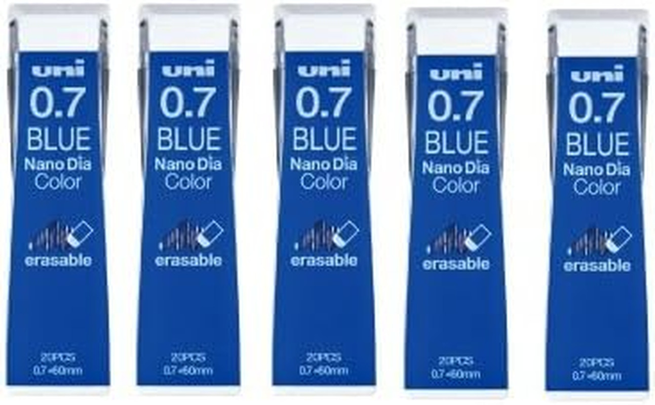 Uni NanoDia 0.7mm Blue Mechanical Pencil Leads 5 Pack 100 Leads Value Set