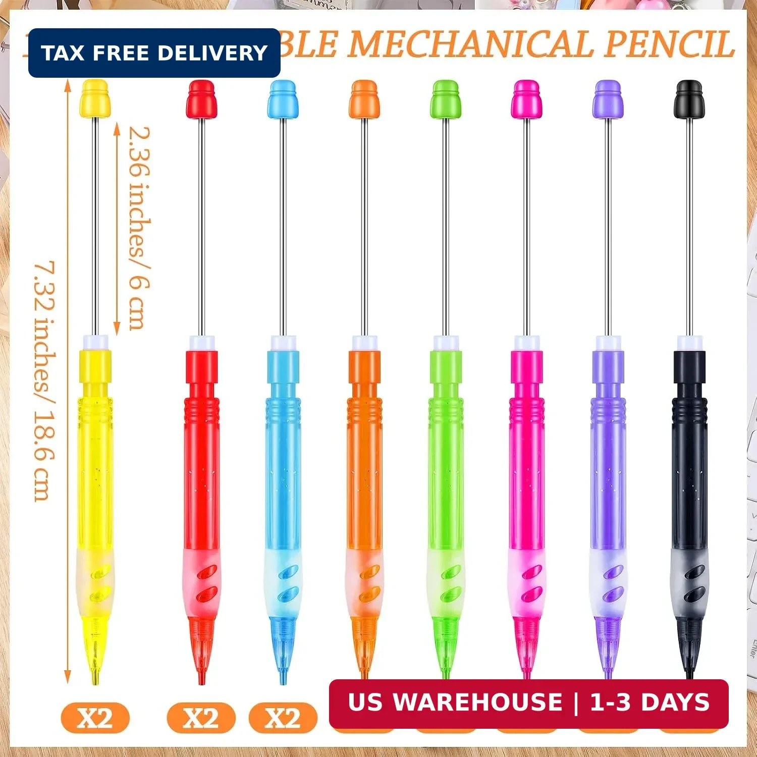 16 Pcs Beadable Mechanical Pencil Back to School Pens Mini Drawing Beadable Penc