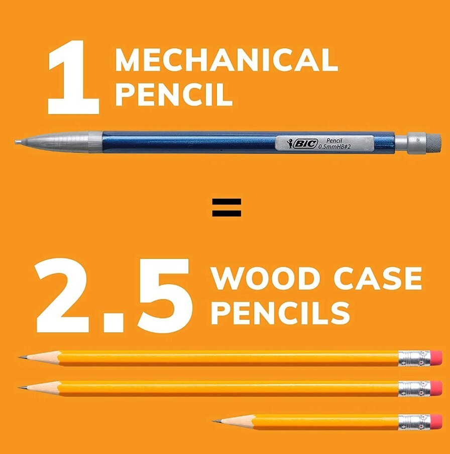 BIC Xtra-Precision Mechanical Pencils with Erasers, Fine Point (0.5Mm), 24-Count