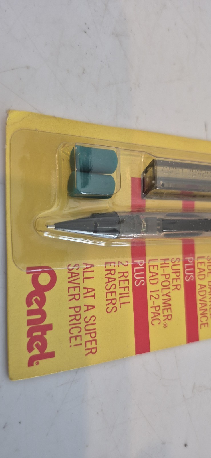 VTG Pentel PLE-BP Quicker Clicker Mechanical Pencil Clear Black 0.5mm USA NOS