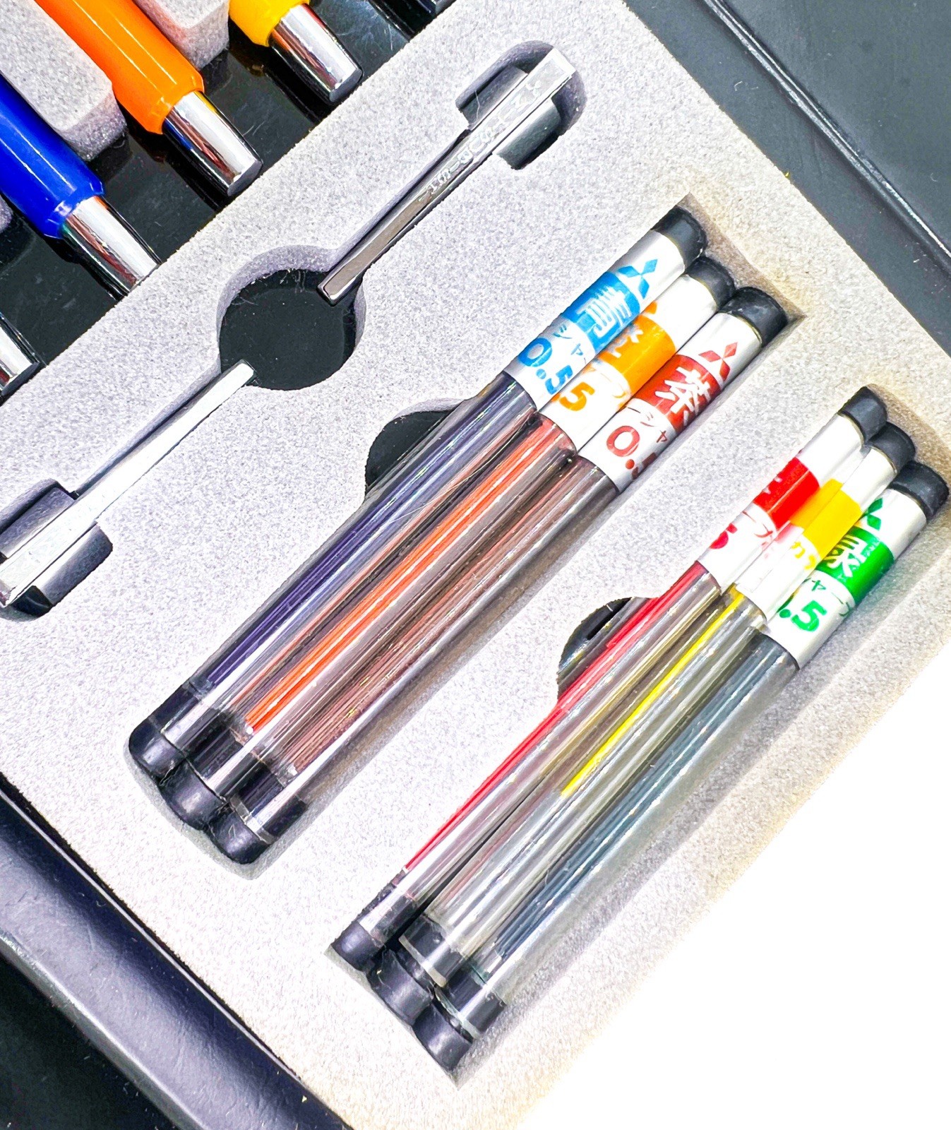 MITSUBISHI 0.5, 6 colors mechanical pencil set with 6 colors leads box