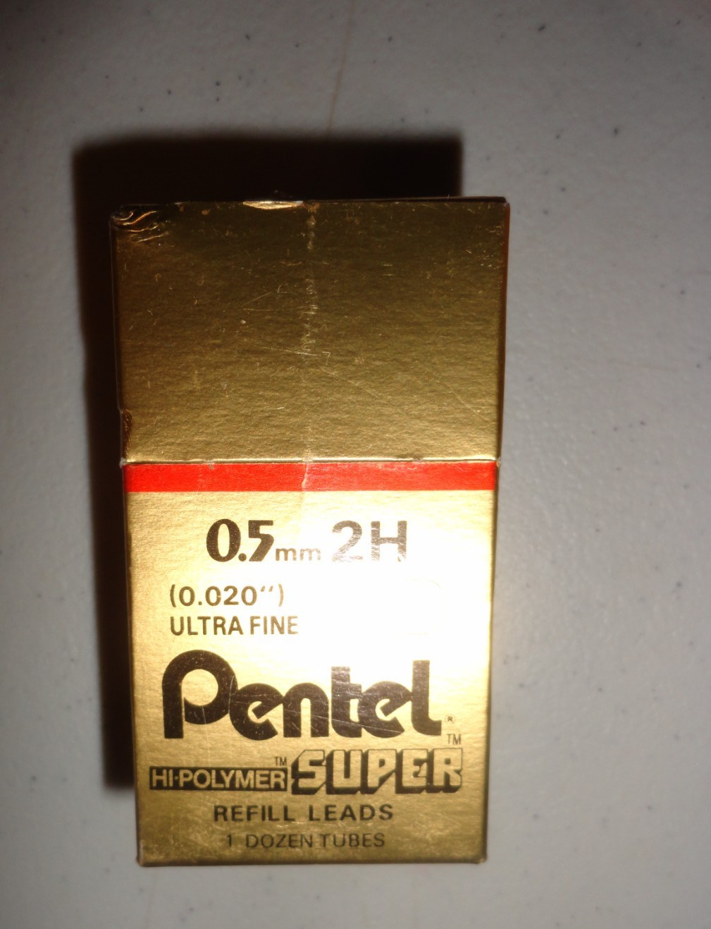 Pentel Hi-Polymer Super Refill Pencil Leads 0.5mm 2H (0.020″) Ultra Fine 9 tubes