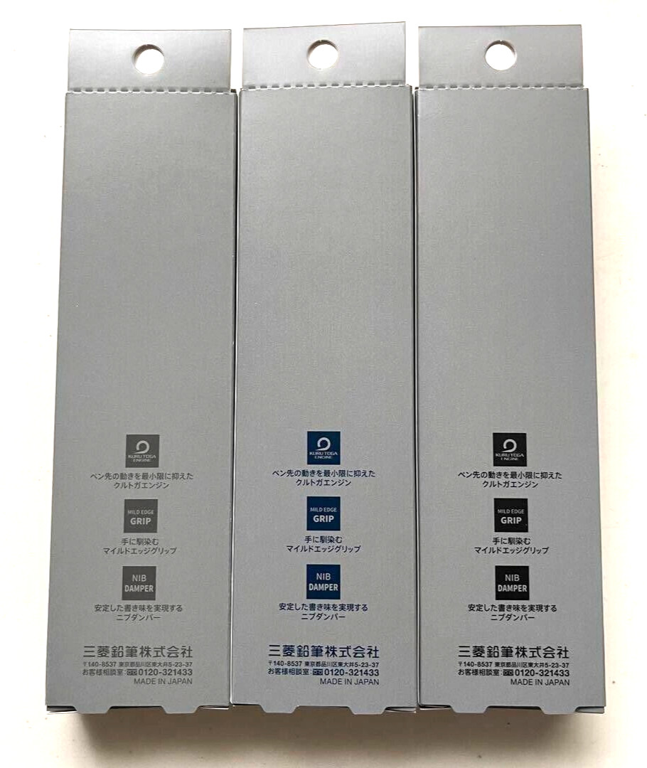 Uni KuruToga Metal 0.5mm Mechanical Pencil M5-KH Black Blue Gray Set of 3 Gift