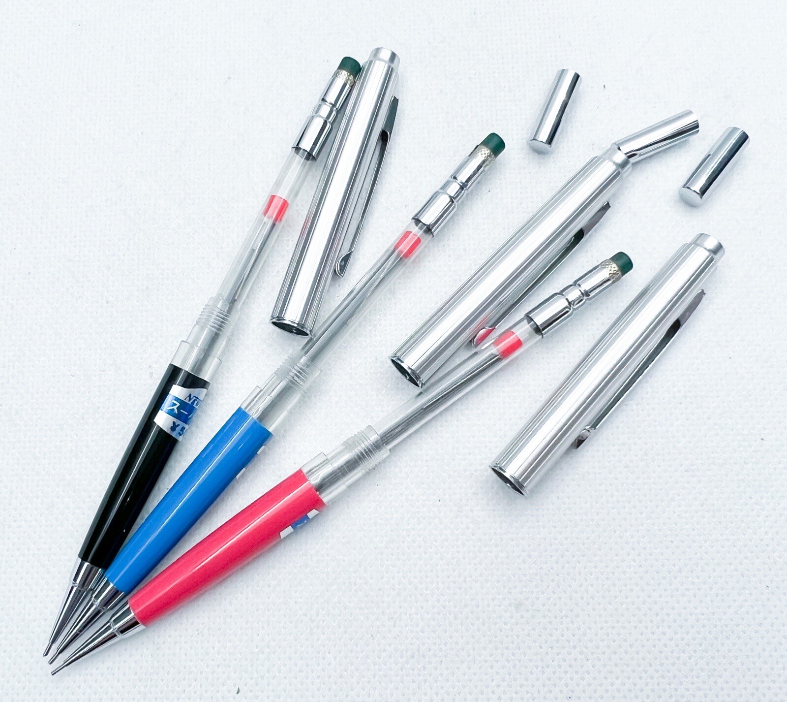 NOS Newman 3pcs window Mechanical Pencil 0.5mm retractable sliding sleeve