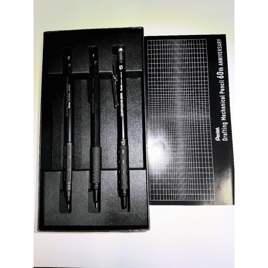 Pentel 60th Anniversary Limited Set of 3 Black Graph1000/GraphGear Exclusive