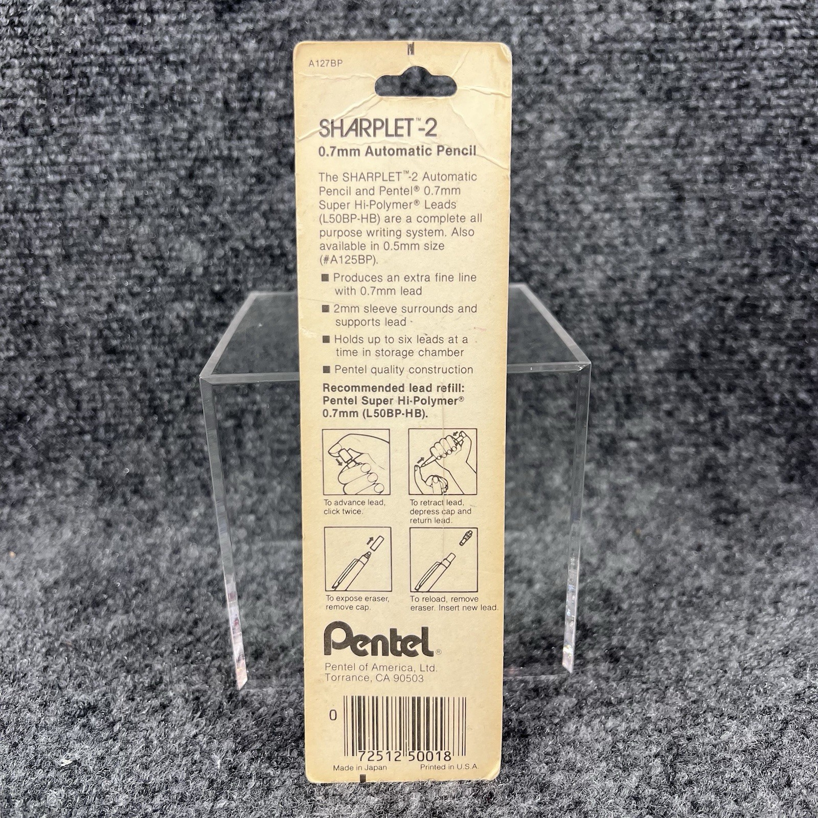 New Vintage Pentel Sharplet-2 Automatic Pencil, A127BP 0.7mm Made In Japan