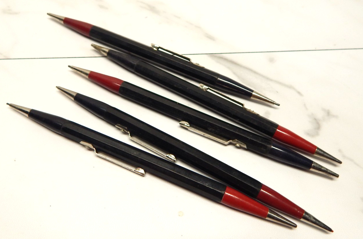 VTG Lot of 5 Autopoint Twinpoint Black and Red Mechanical Pencils