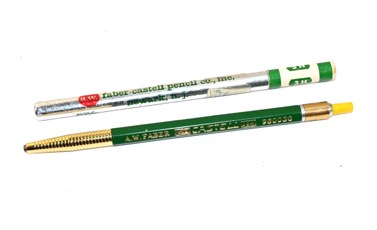 Vintage A.W. Faber Castell Tel A Grade 9800SG Pencil w Leads Tube