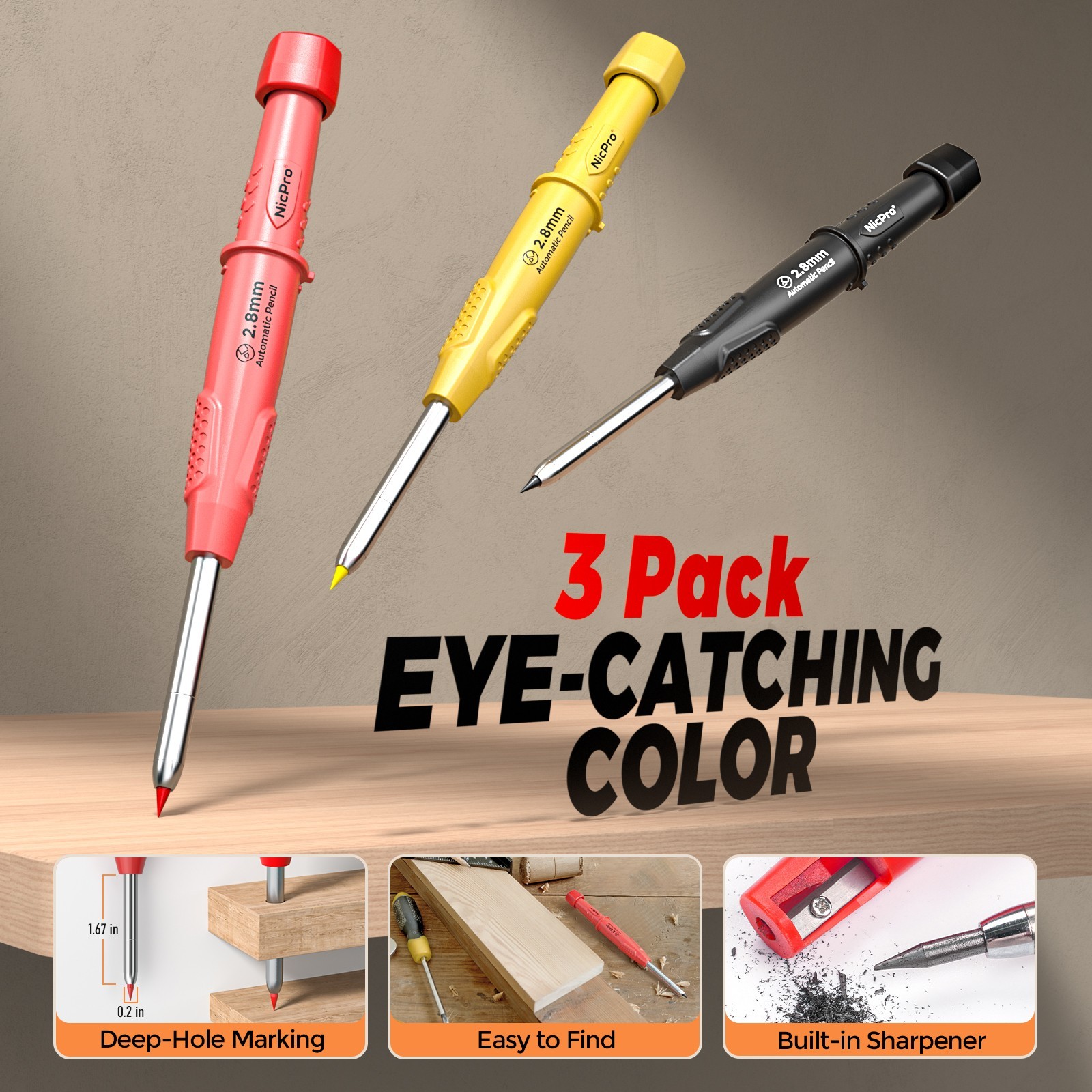 Nicpro 38 Pack Carpenter Pencils Set, Mechanical Pencil Set