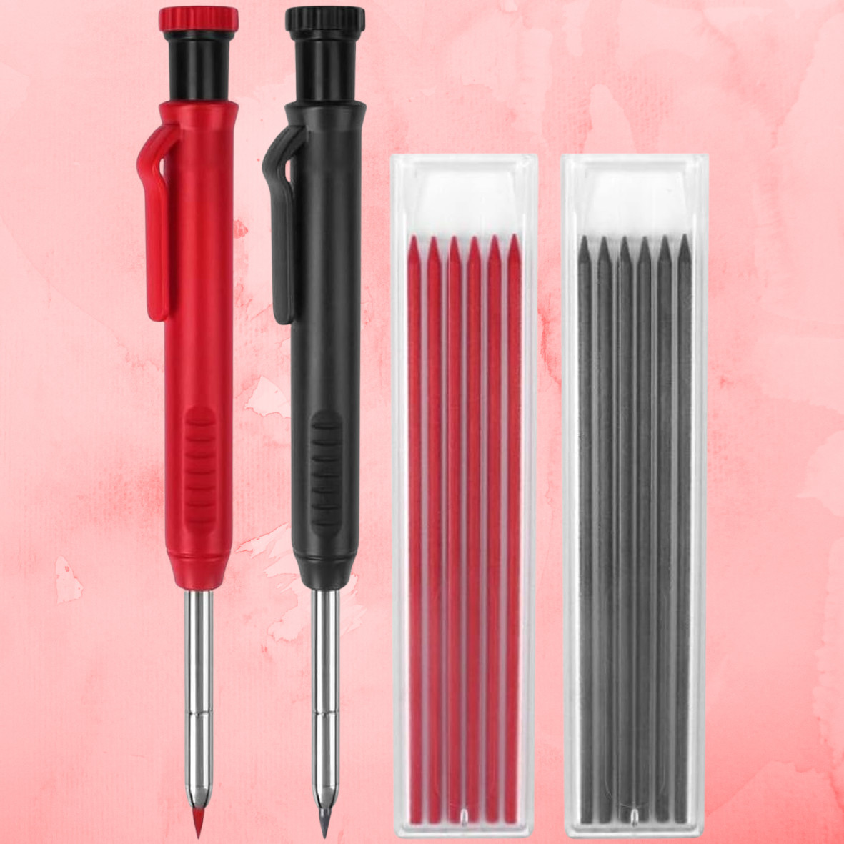 2 Pack Carpenter Pencils Mechanical Pencils with 12 Refills, Construction Pencil