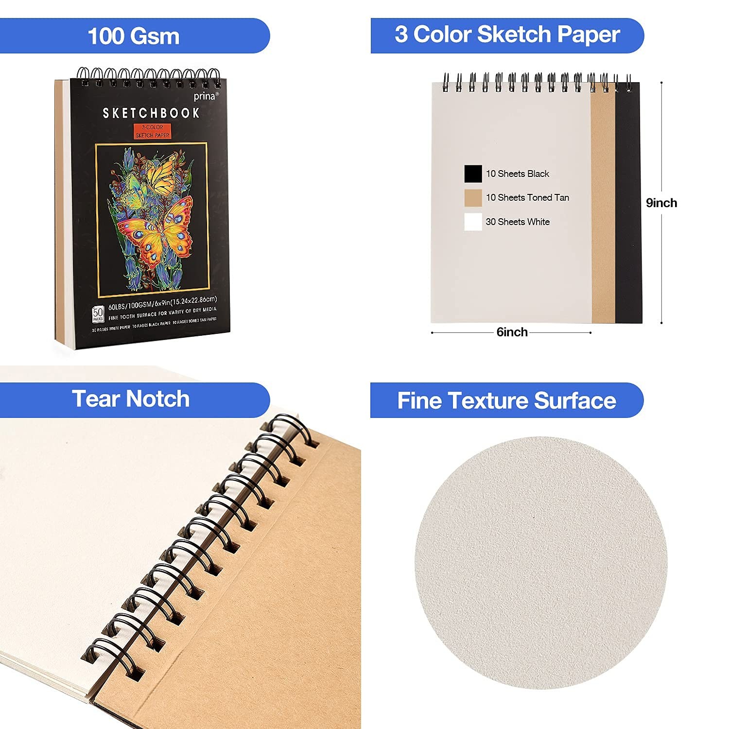 Prina 76 Pack Drawing Set Sketching Kit, Pro Art Supplies with Multicolor