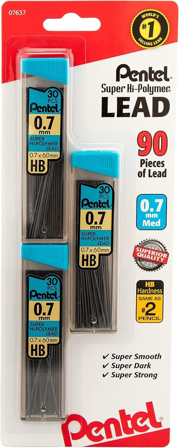 Convenient 0.7 mm HB Mechanical Pencil Leads – 90 Super Hi-Polymer Refills Total