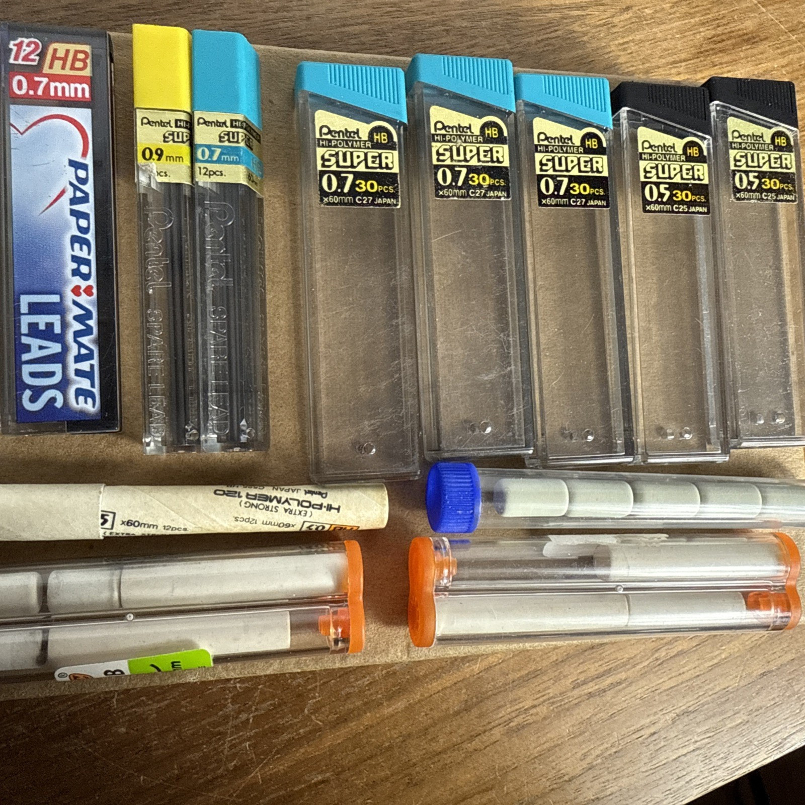 Vintage Pentel Pencil Lead Cases Lot Plastic Container Paper Mate BIC Erasers