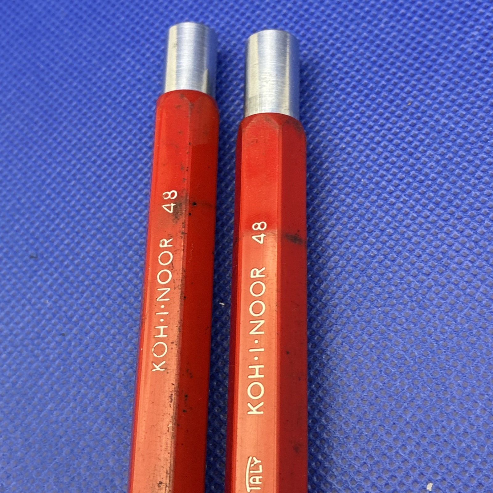 2 Vintage Koh-I-Noor Mechanical Technical Clutch Pencil #48 Red Jumbo Italy