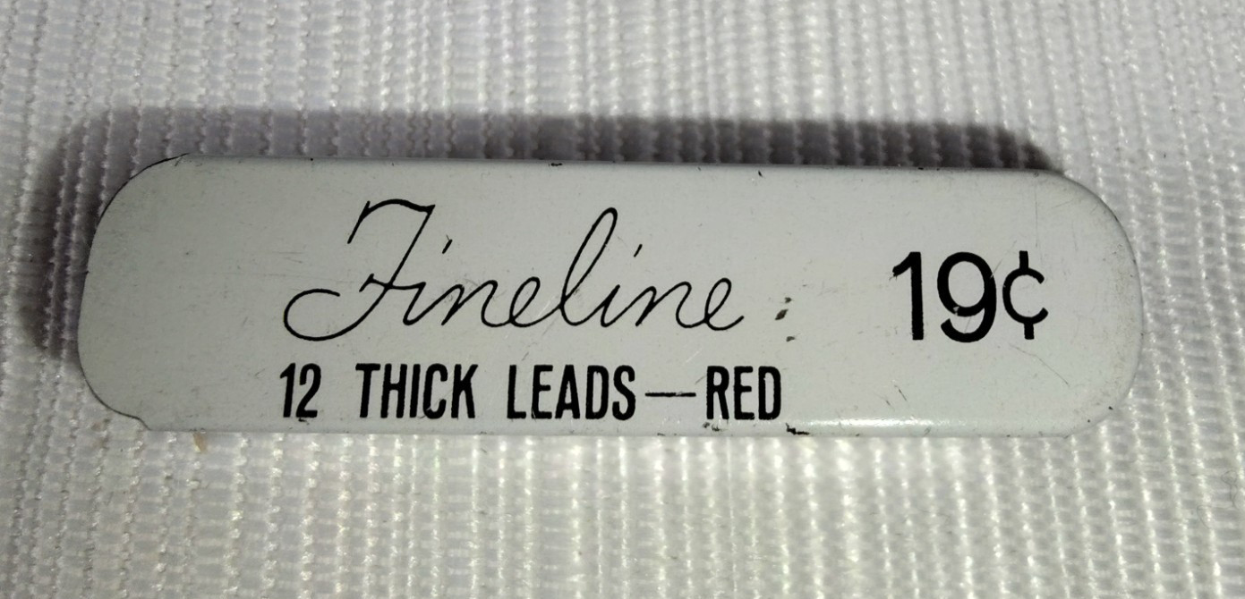 Vintage Sheaffer Fineline Thick Leads Red In Metal Tin R15