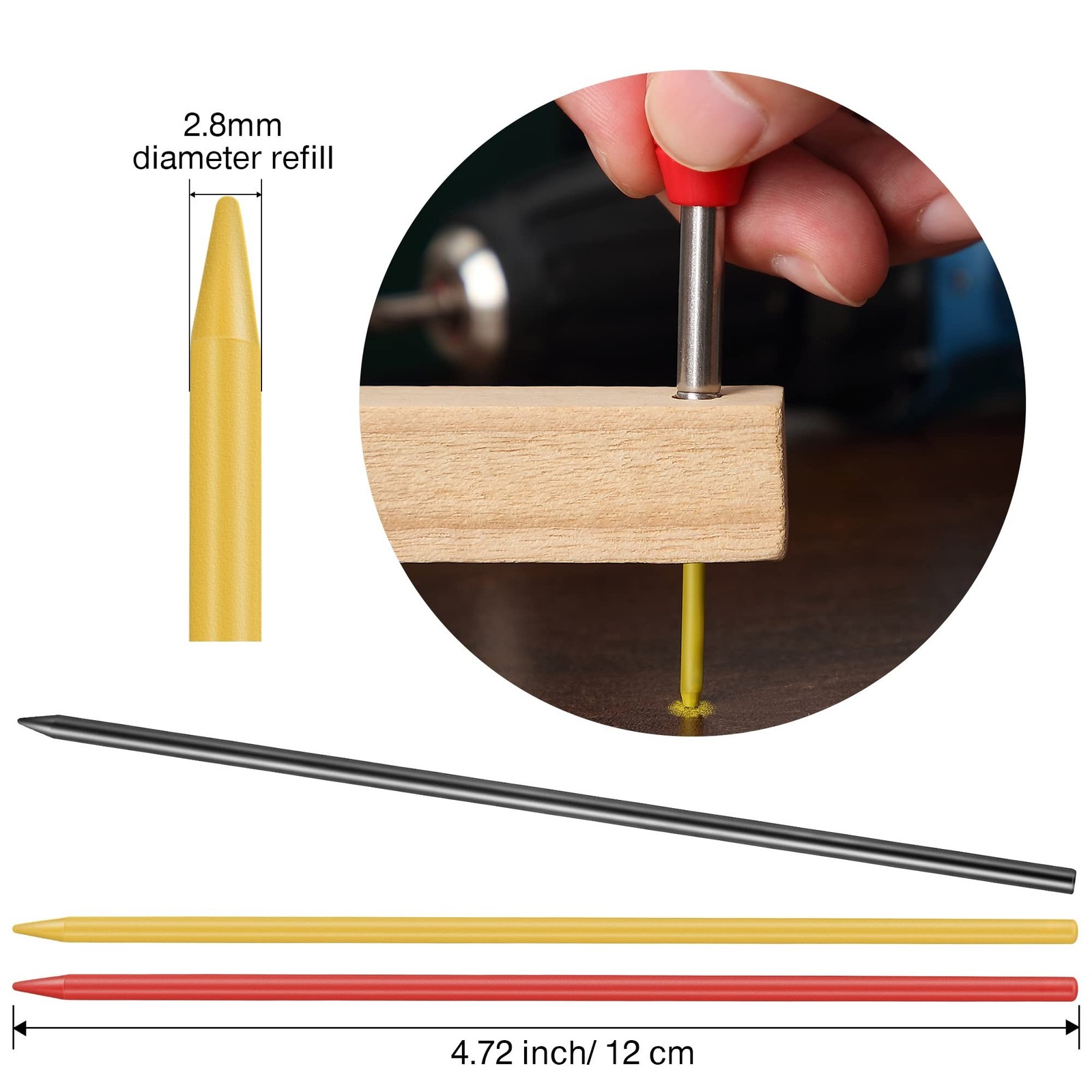 2.8 mm Pencil Refills for Carpenter Mark Pencils, Solid Deep Hole Mechanical …