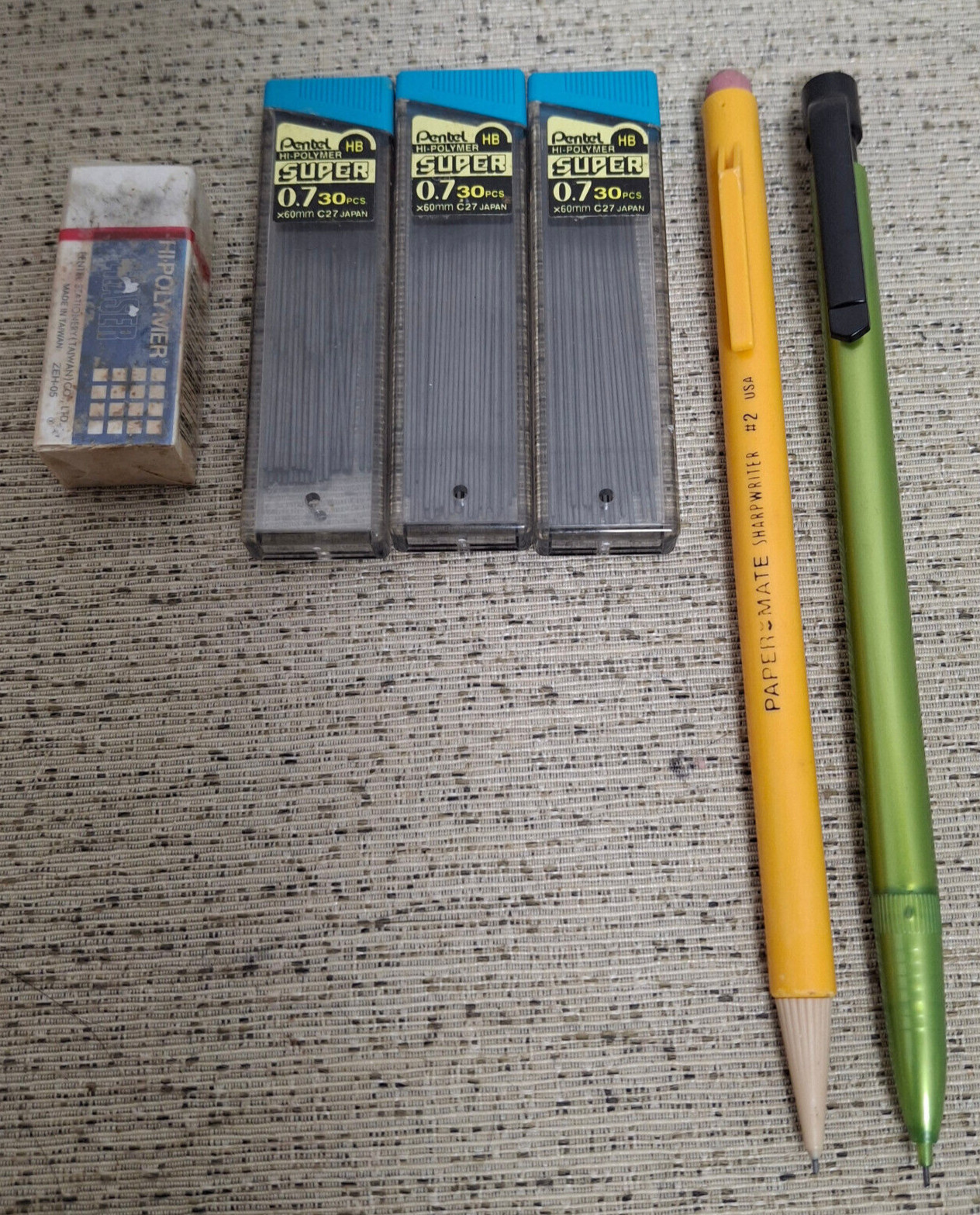 Pentel Hi Polymer HB Lead 3 Tubes/2 Mechanical Pencils 0.7 / ZEH-05 Eraser