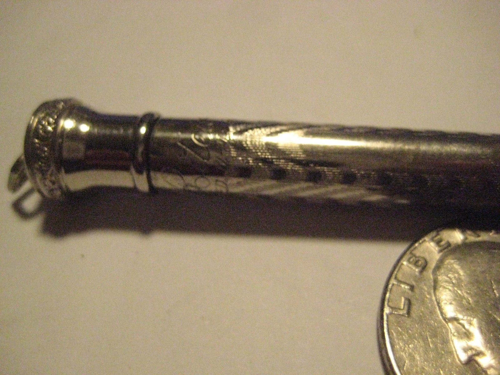 Vintage Ornate Ritewell White Gold-Plated Mechanical Pencil Very Good Condition