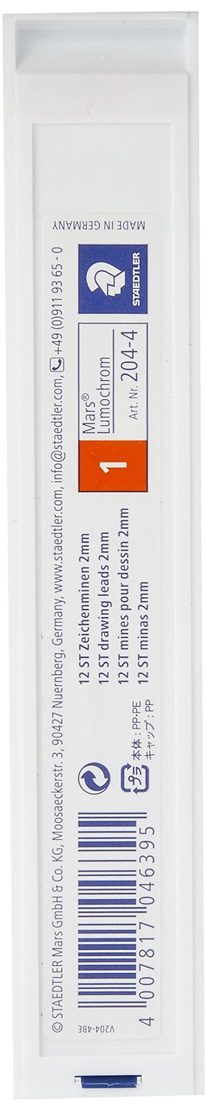 STAEDTLER Mars Lumochrome 204-4 Colour Drawing Refill Orange 2 mm for Lead Pe…