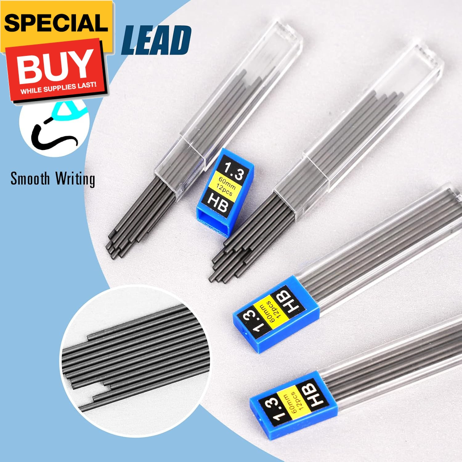 1.3 mm Mechanical Pencil Set with 4 Tubes Lead Refills,2 Eraser,1.3mm Mechanical