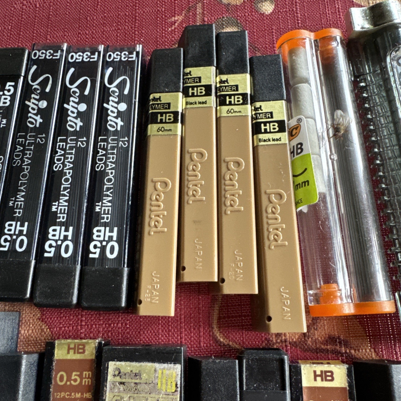 Lot 25 Various Vtg Refill Mechanical Pencil Lead & Erasers 0.5mm