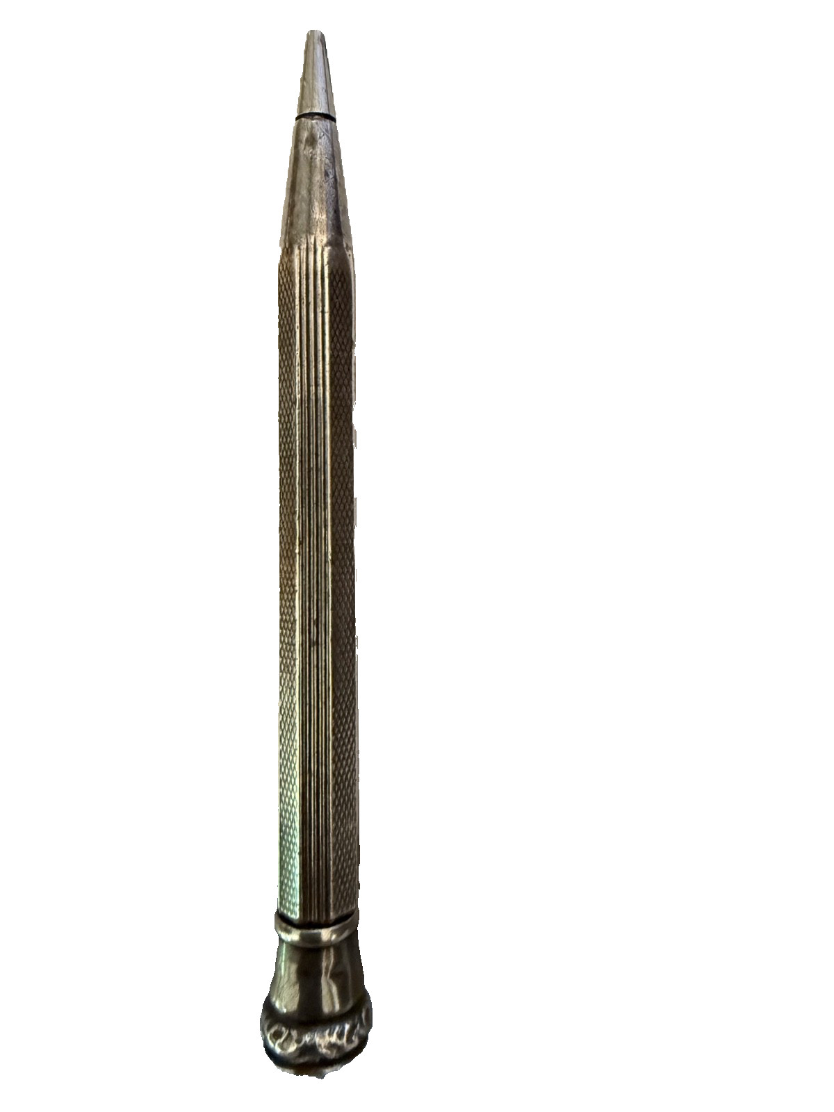 Antique Victorian Sterling Silver Engine Turned Propelling Mechanical Pencil 925