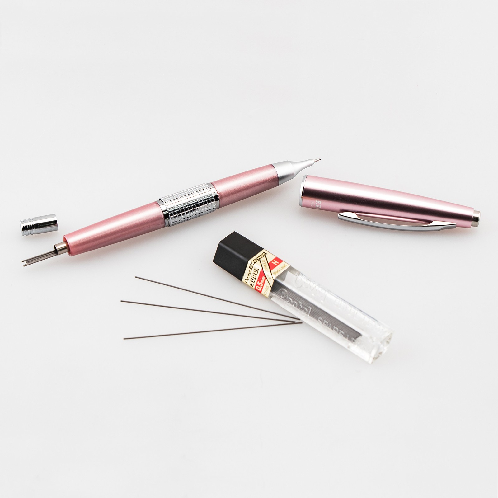 Pentel Sharp Kerry Mechanical Pencil Pink Capped Design for Pocket Protection