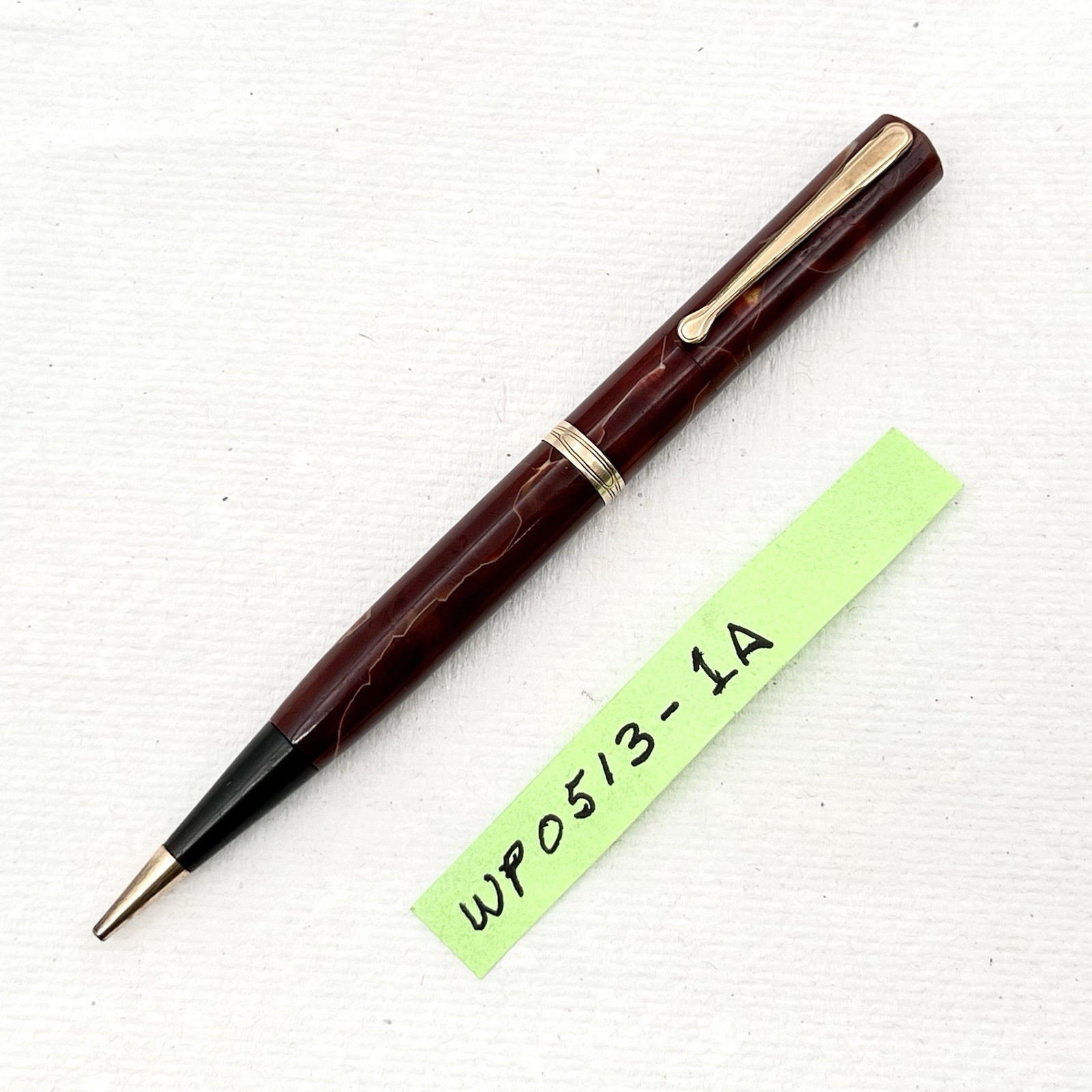 Waterman Mahogany Marble Celluloid Mechanical Pencil 5″ 1.1mm – Works