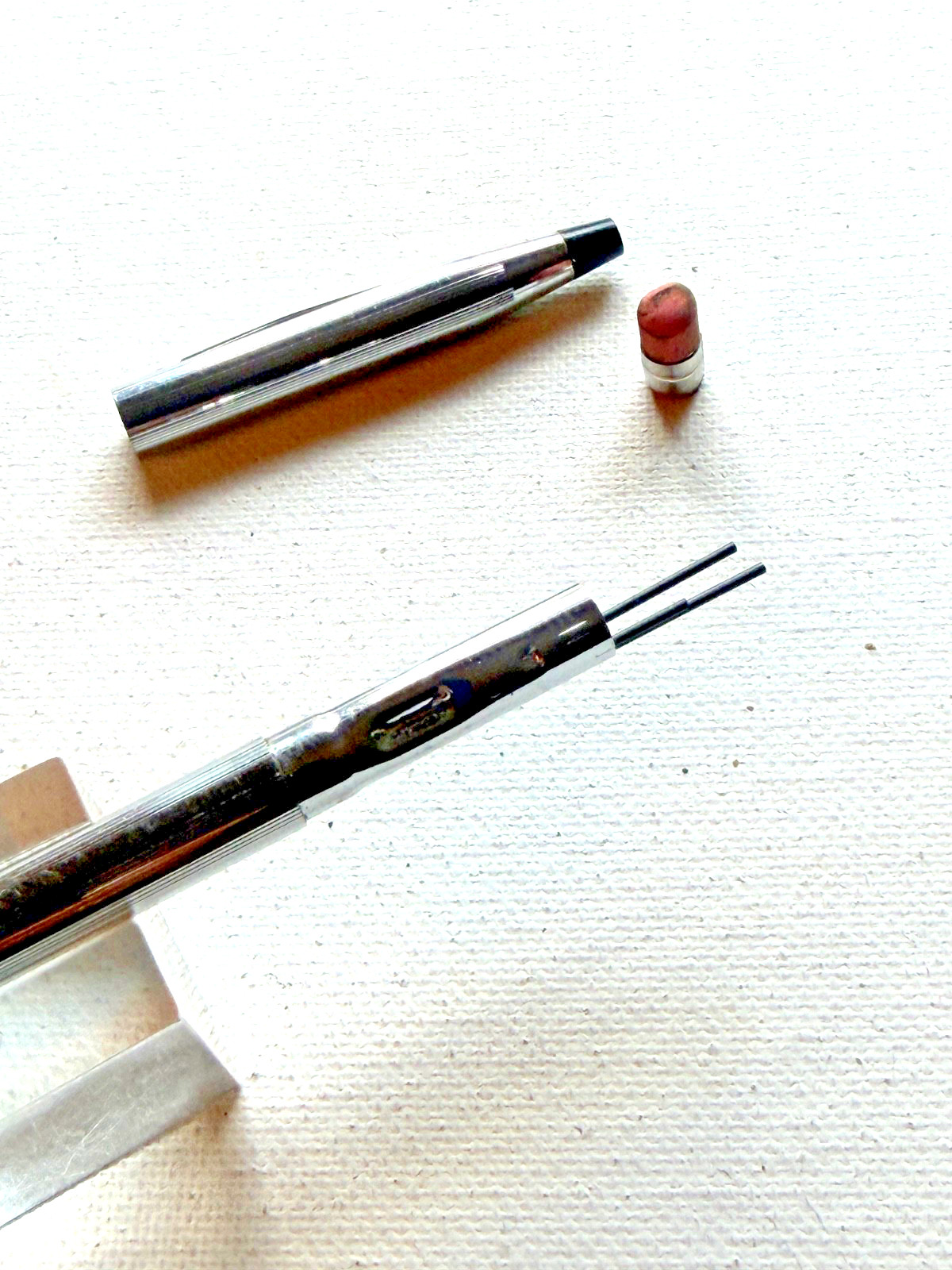 1980s Vintage Chrome Cross Twist Pencil . Knurled grip. Excellent condition.