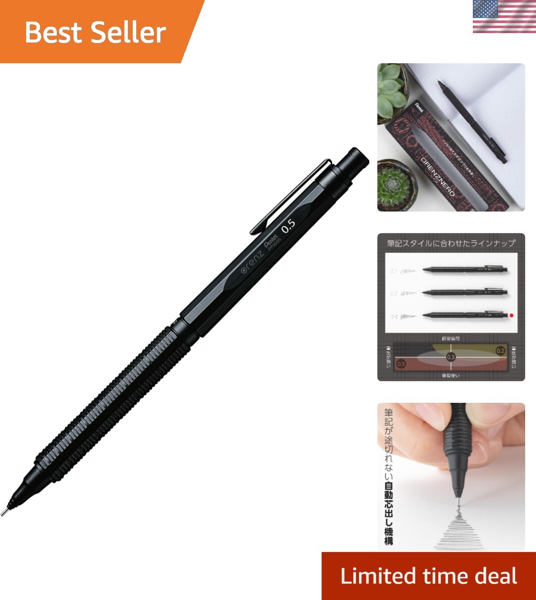 Refillable Orenznero 0.5mm Mechanical Pencil – Ergonomic Grip & Retractable