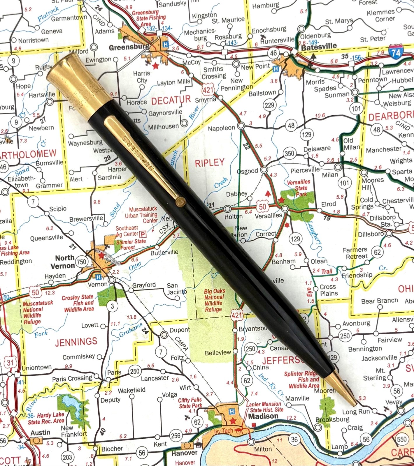 Vintage late 1920s Sheaffer’s Oversize Flat top pencil with gold-filled trim