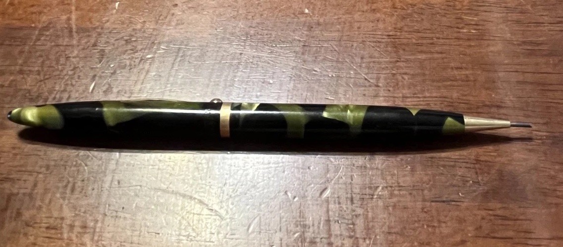 Vintage Sheaffer’s Balance Mechanical Pencil Green Marble Celluloid Art Deco 30s