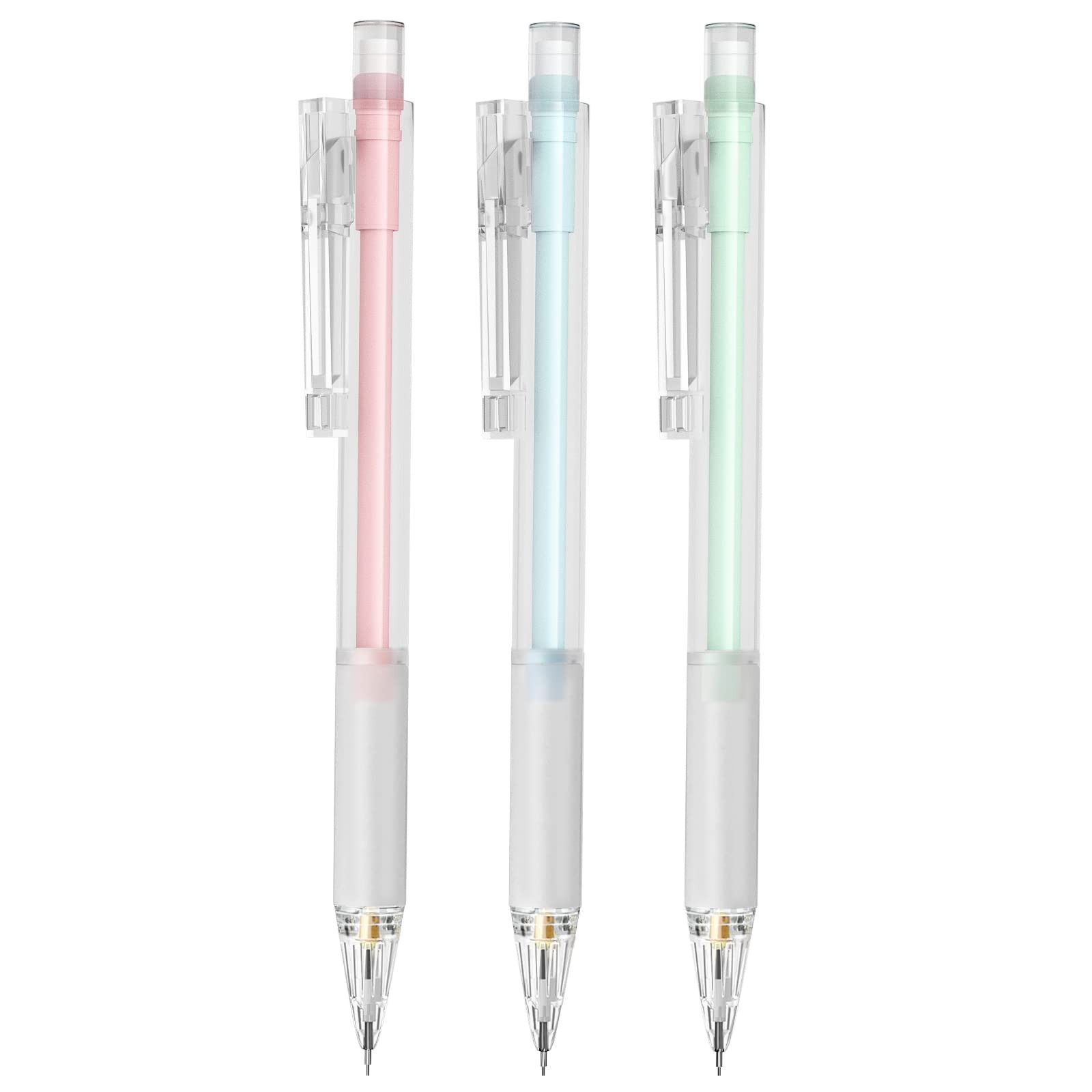 Four Candies Mechanical Pencils – 3PCS Pastel Colourful-0.5MM, Clear
