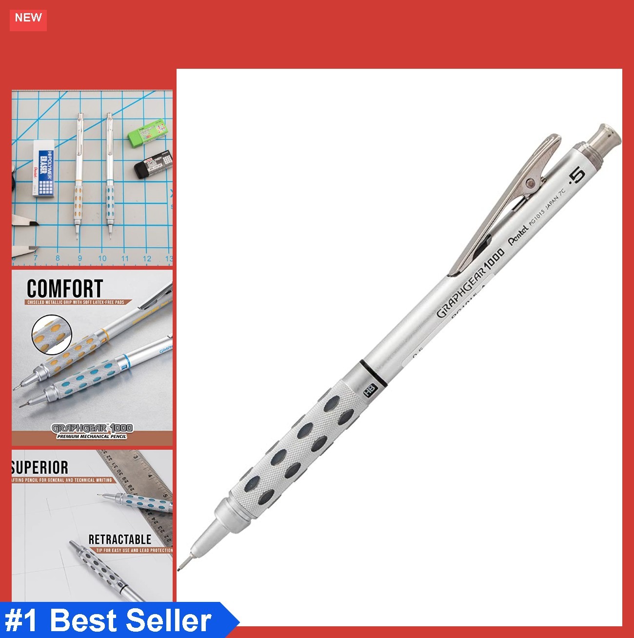 Mechanical Pencil 0.5mm Drafting Metal Grip Retractable Tip Lead Hardness