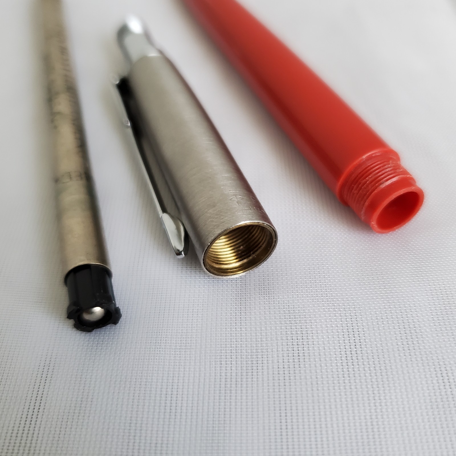 Parker Jotter Red Mechanical Pencil Brass Threads W/ Extra Blue Pen Refill