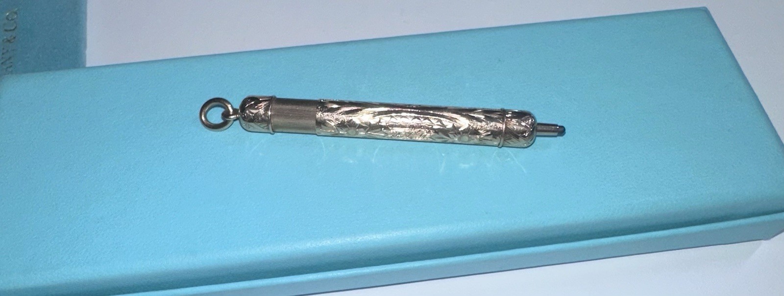 Vintage Tiffany & Co. Engraved Retractable Pencil Pendant, 14k Rose Gold. 18.6g