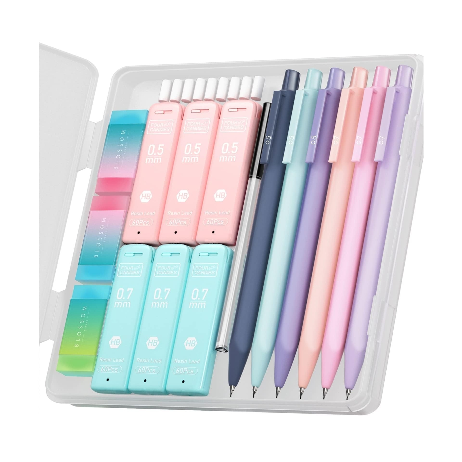 Four Candies Cute Mechanical Pencil Set, 6PCS Pastel Mechanical Pencils 0.5 &…